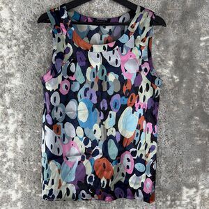 Theory Sz S Sleeveless Silky Blouse Artsy Abstract Print Top